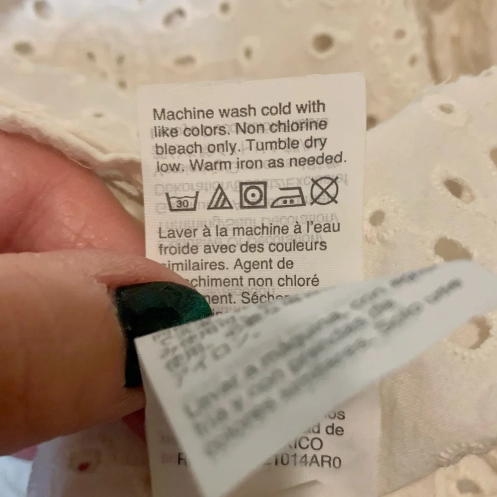 Madewell Eyelet Peplum Top 1/2 Button Up Ruffle White Size Small - Picture 15 of 16